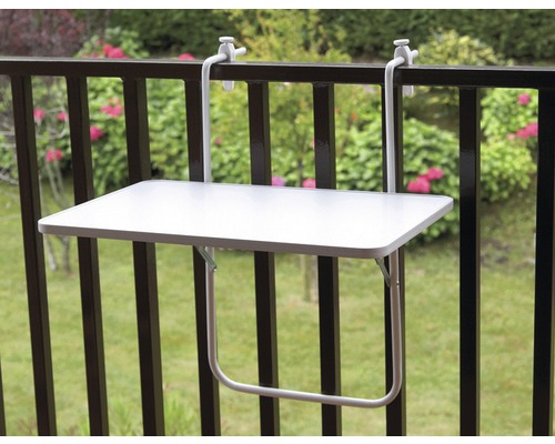 Hangende balkontafel, kunststof, 60x40 cm, wit