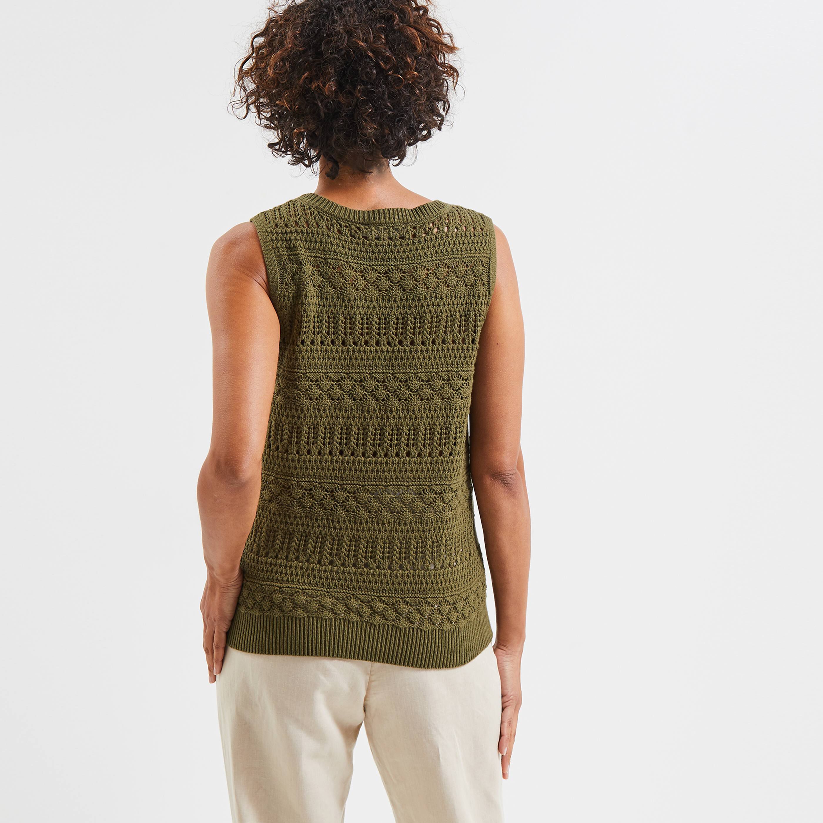 Pull en crochet femme - VERT