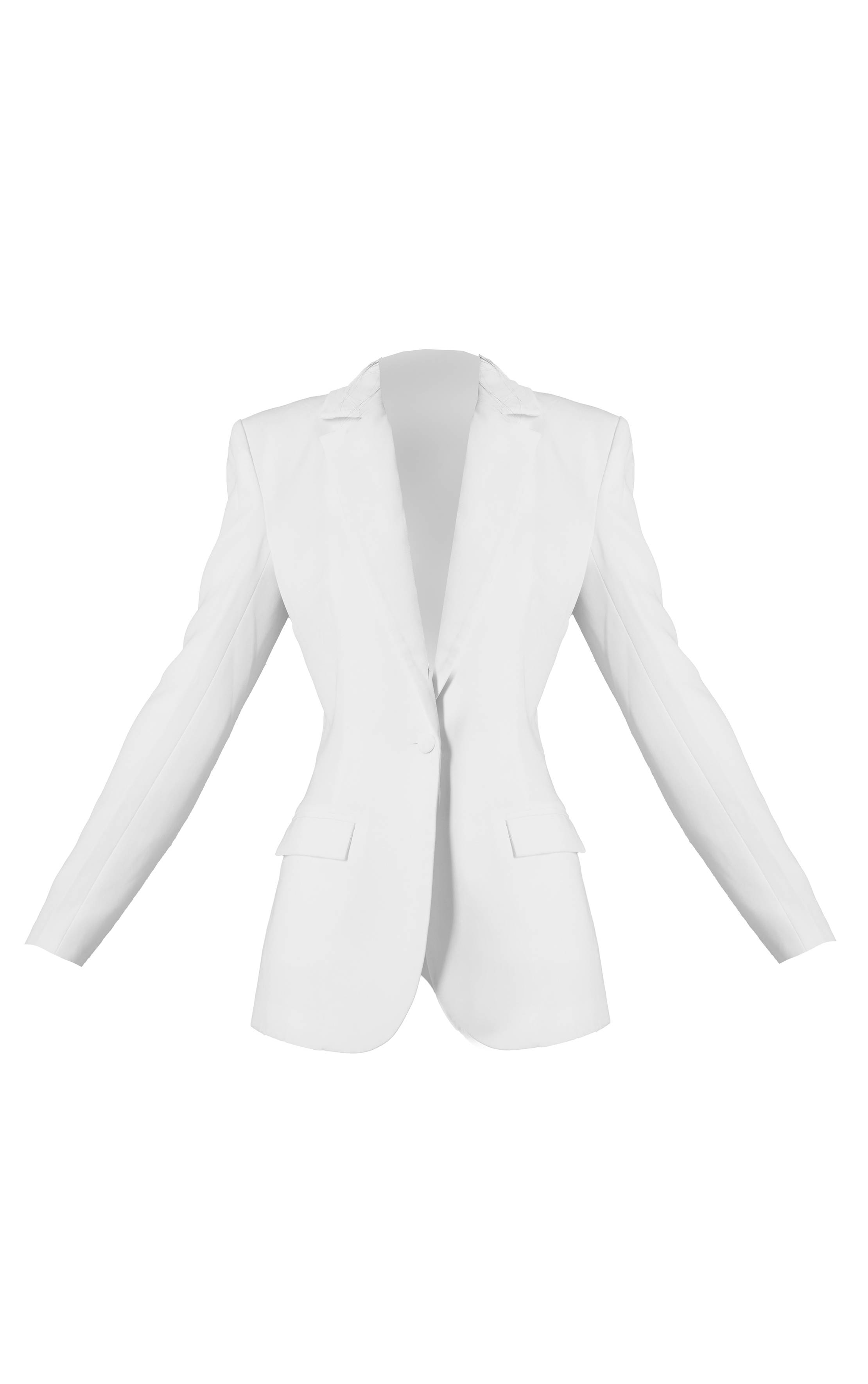 Blanc Ensemble Coordonné Blazer Ajusté Tissé Premium
