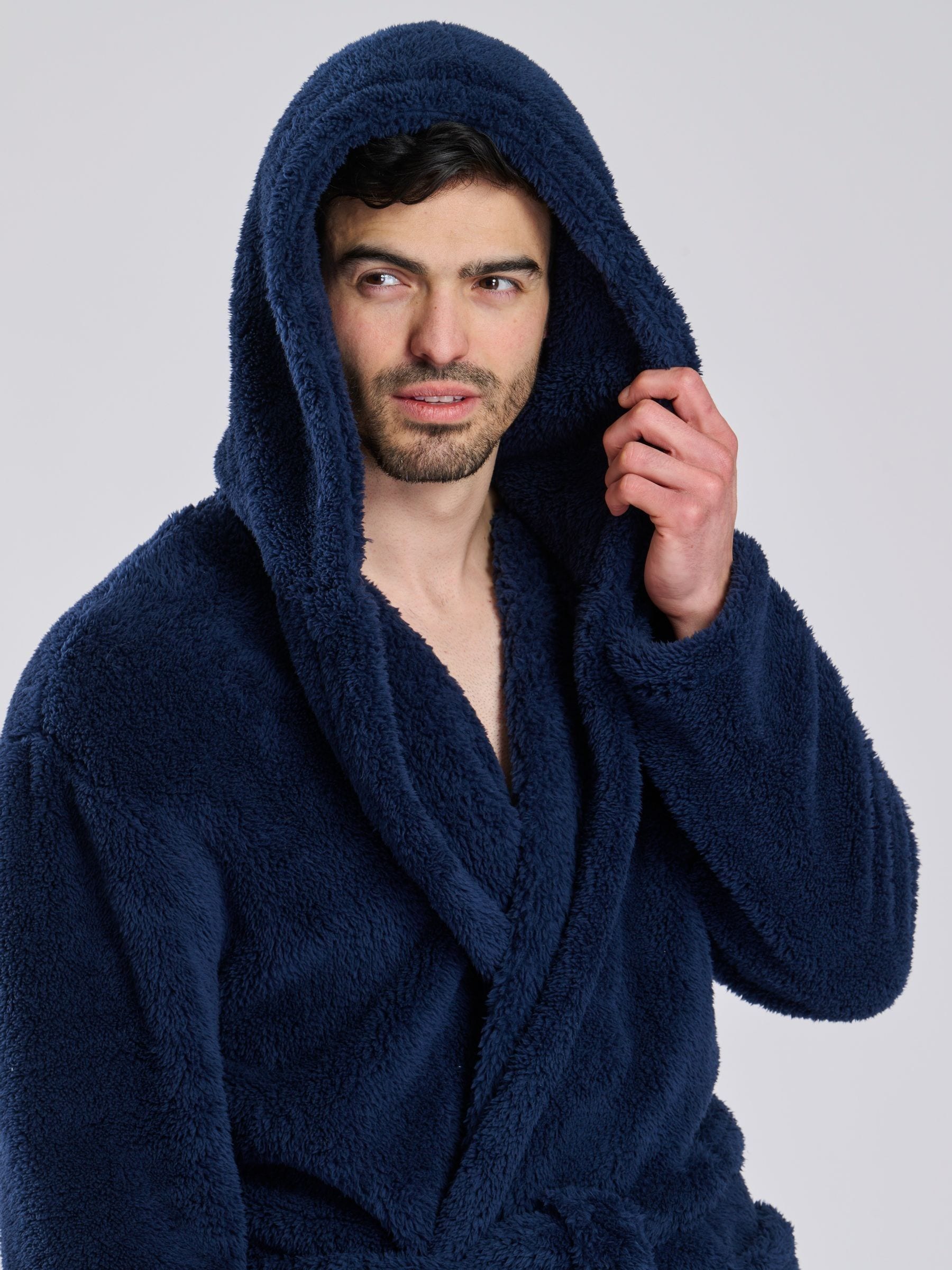 Blauw - Loungeable Sherpa kamerjas met capuchon