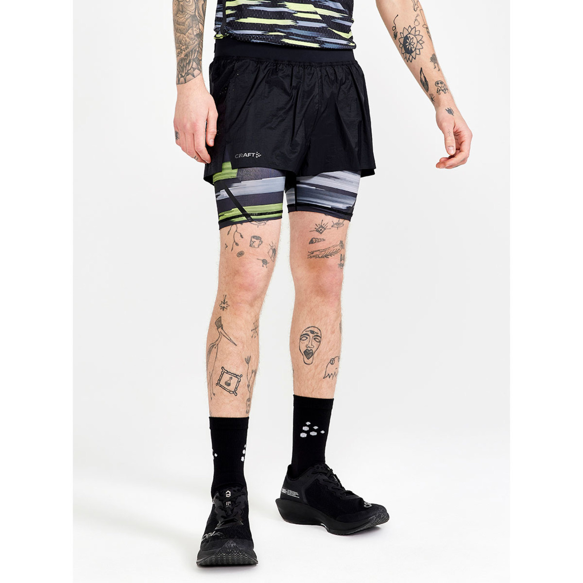 Craft CTM Distance 2in1 Hardloopbroek Kort Zwart/Multi Heren