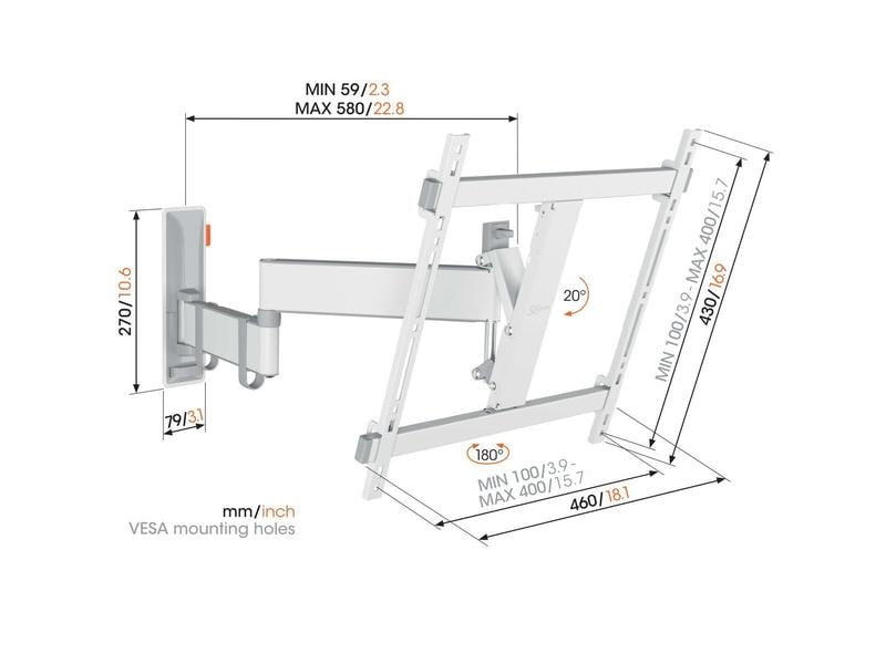 Vogel's Wandhalterung TVM 3445 Weiss Schwenkbare TV-Wandhalterung (Weiss)