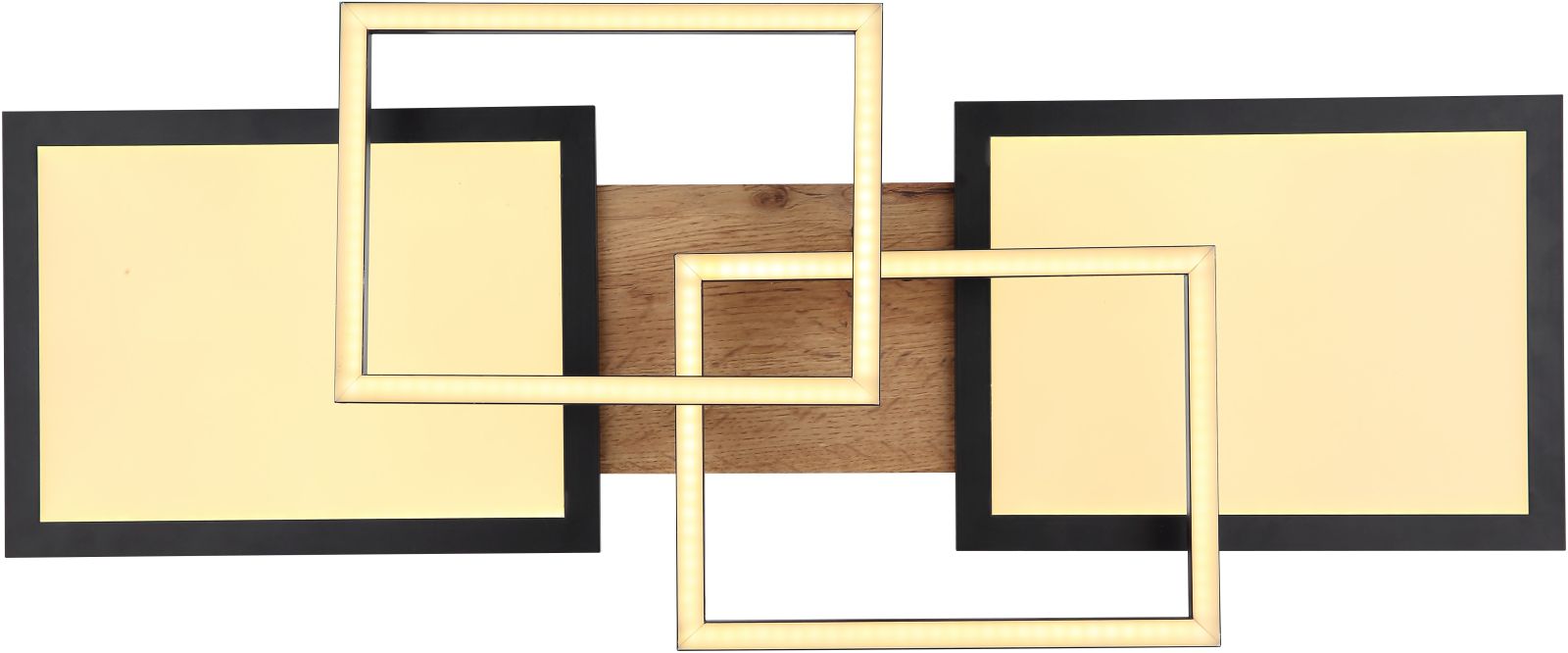 LED-Deckenleuchte - schwarz matt-Holzoptik dunkel - 70 cm