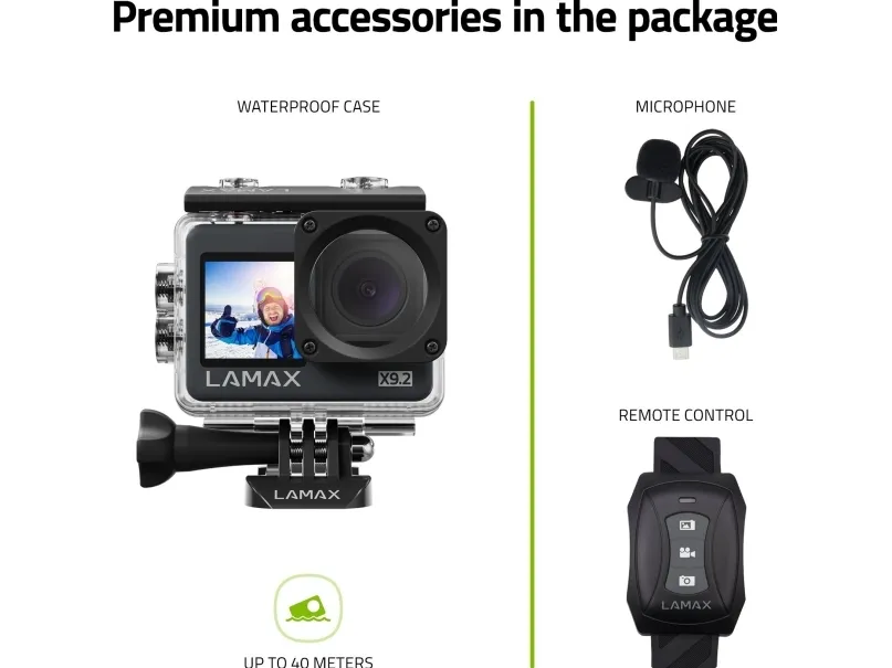 Lamax LAMAXX92, 4K Ultra HD, 16 MP, 120 fps, Wi-Fi, 1050 mAh, 65 g