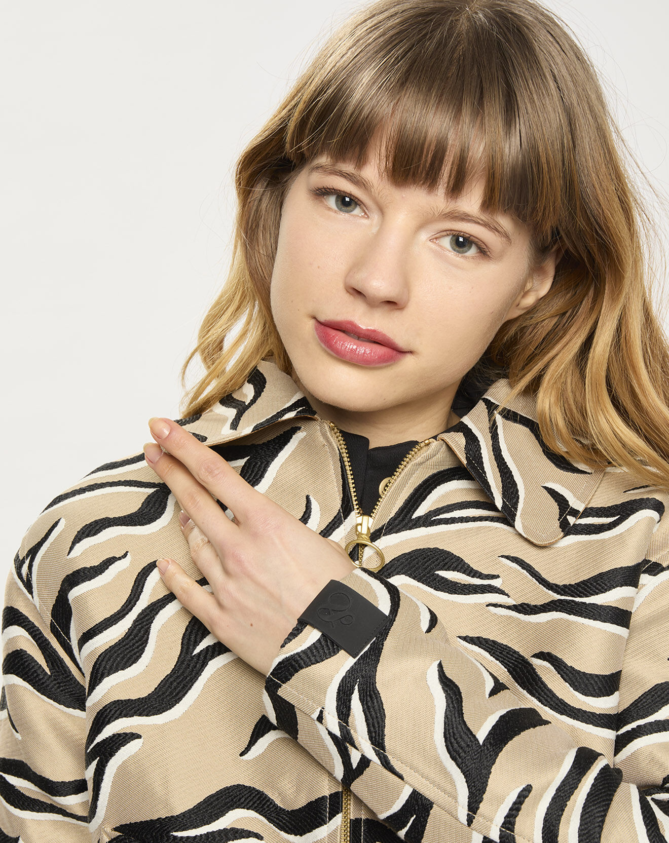 Scotch & Soda Veste courte Animal beige/noir