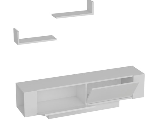CONCEPT1 - Meuble TV Ekol - Blanc 150 x 40 x 31,5