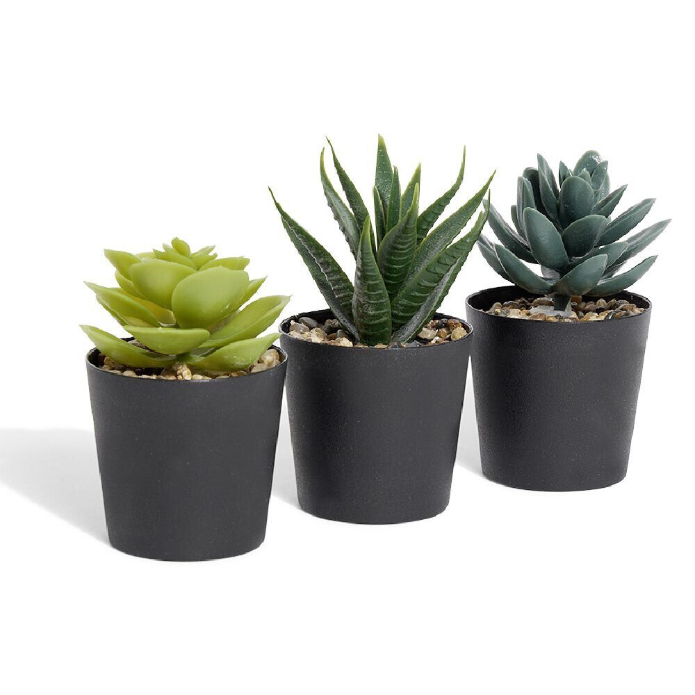 lot de 3 plantes artificielles dans pot - Ø5,8xH10cm