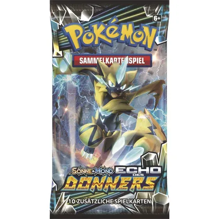 Pokemon Sonne & Mond 08 Echo des Donners Booster, 1 Stück, Design 4-fach sortiert