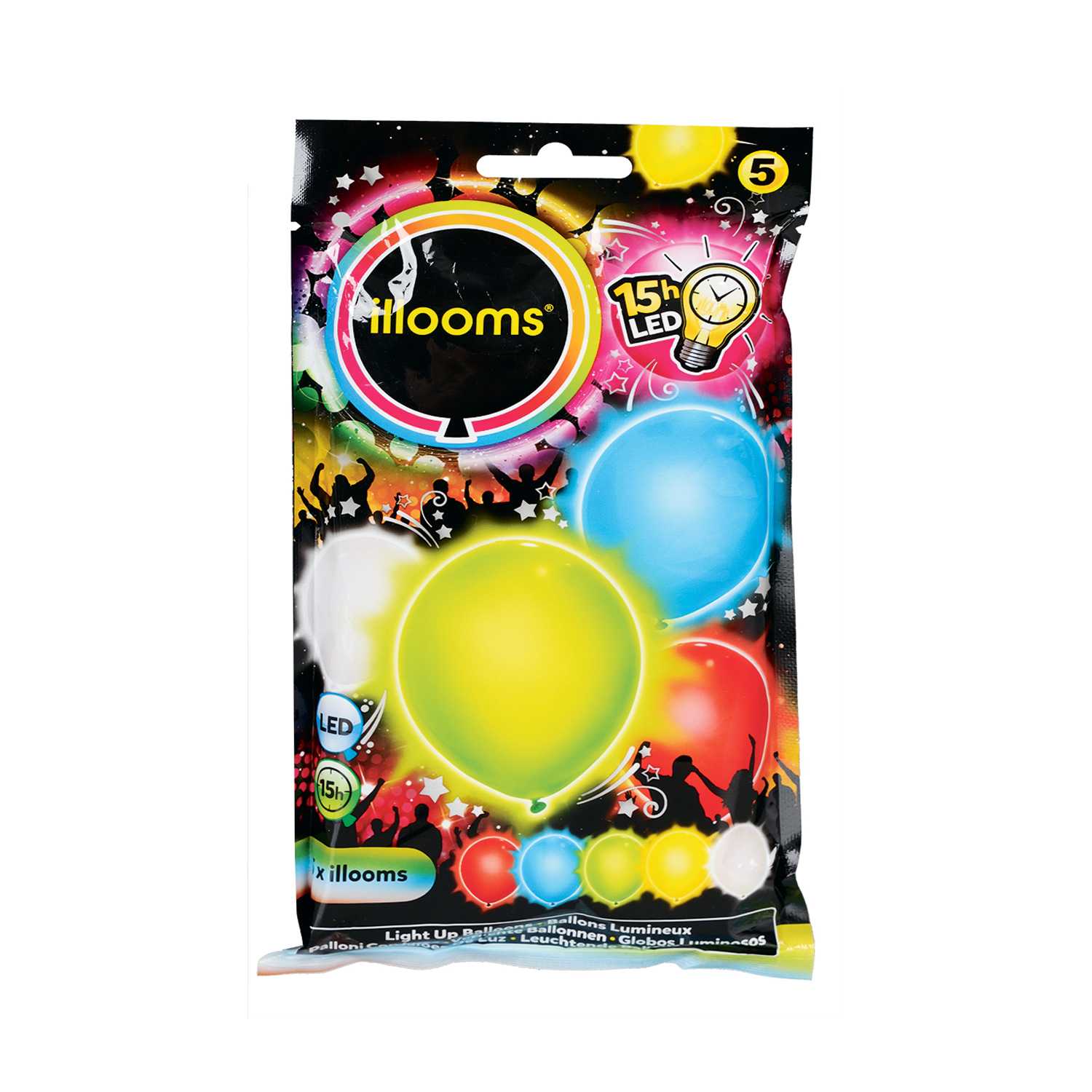 LED Luftballons bunt Brenndauer 15 Std. 5er