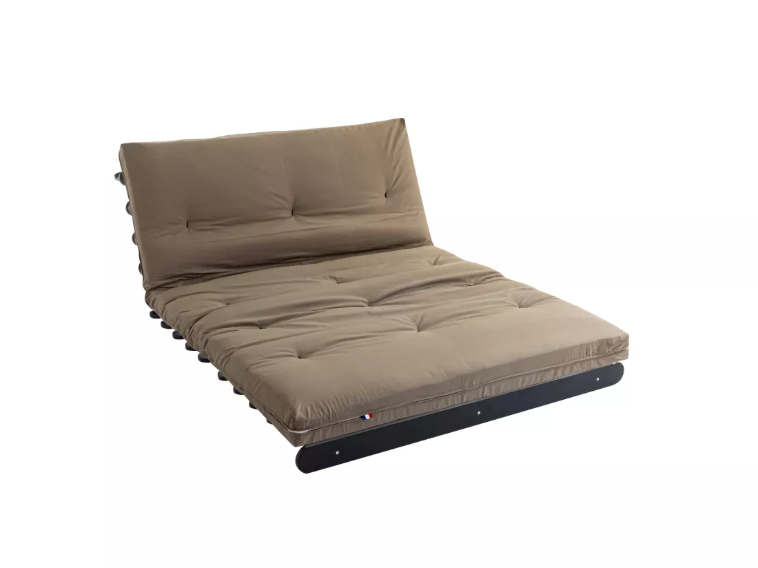 Matelas futon taupe coeur en latex 90x200