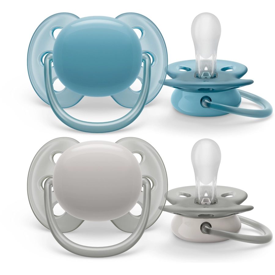 Philips Avent Schnuller ultra soft SCF09117 6-18 Monate blaugrau 4 Stück
