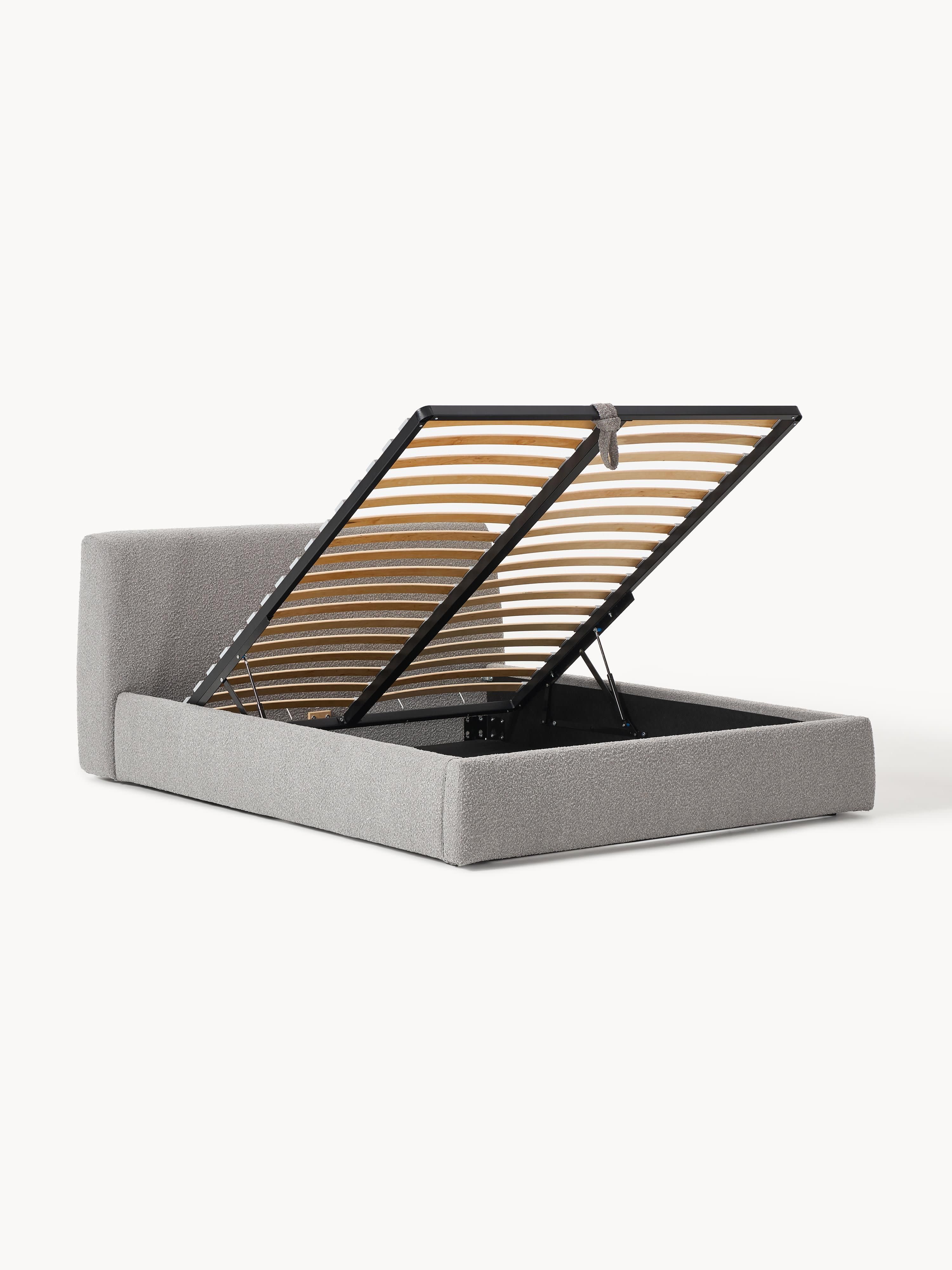 Bouclé gestoffeerd bed Cloud met opbergruimte