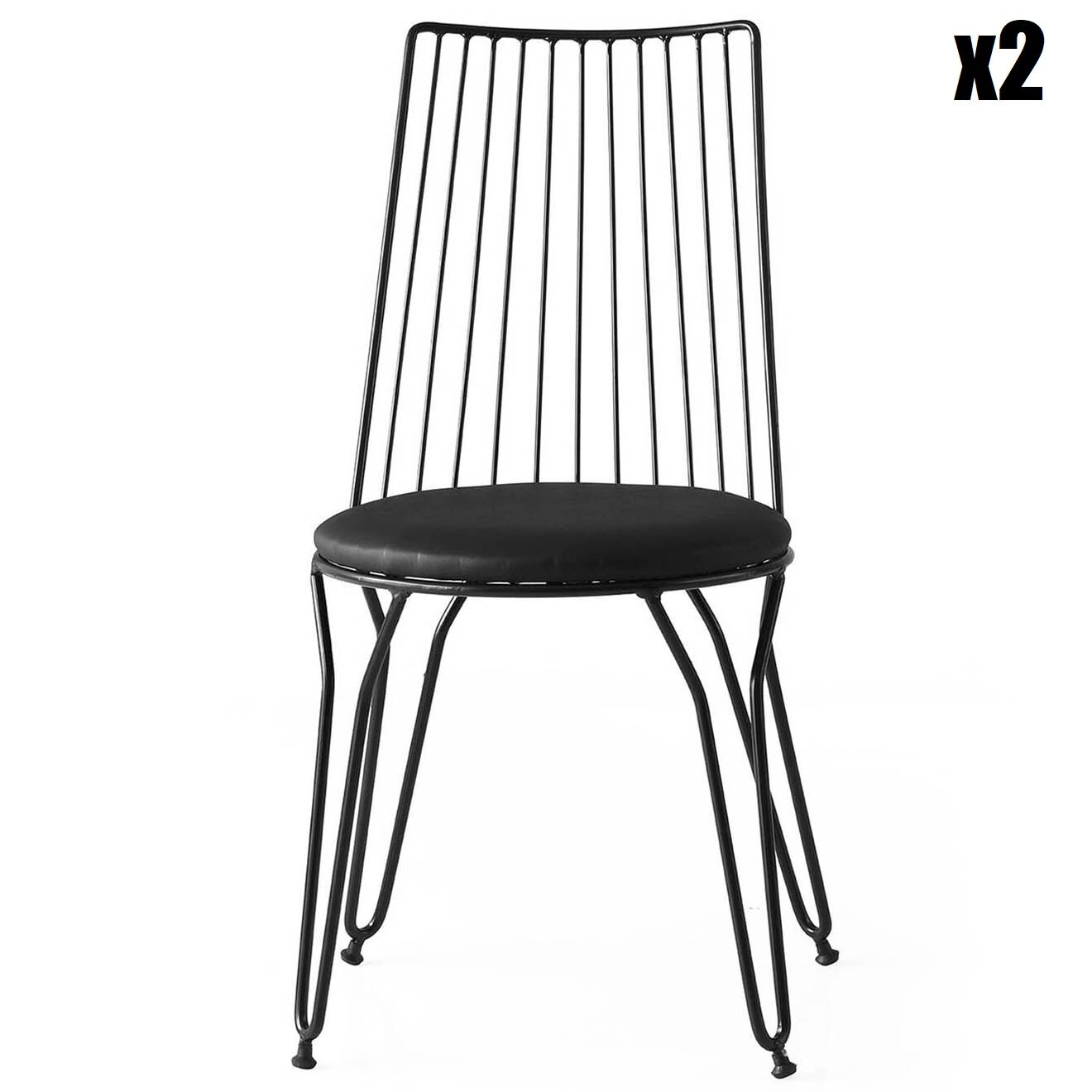 Wooden Art 2 Chaises Ada 282 noires - 44x84x44 cm