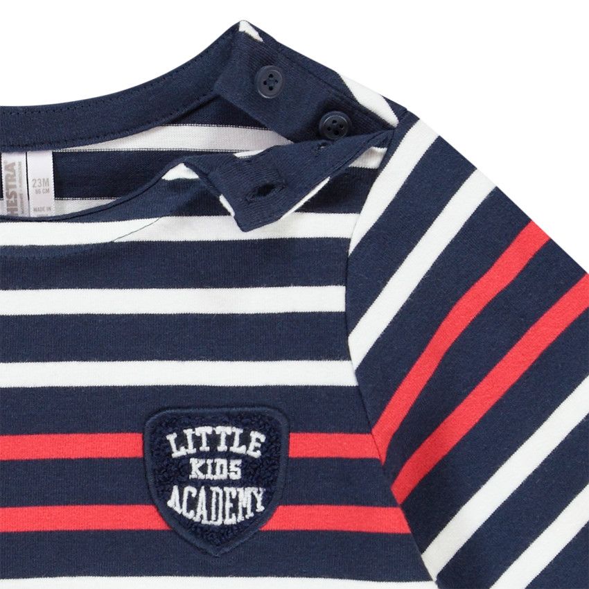 Marinière manches longues en jersey épais fantaisie pour bébé garçon - Bleu marine