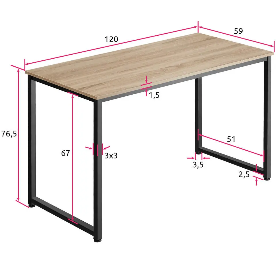 tectake Bureau Flint, Industrieel Licht Hout, Eiken Sonoma