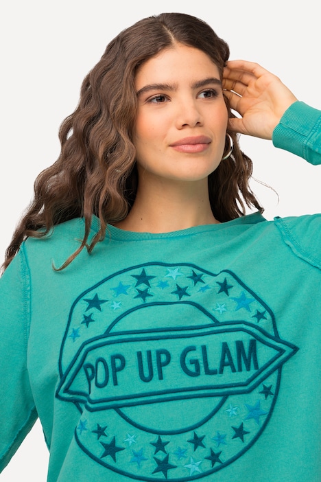 Sweatshirt, Statement-Stickerei, Rundhals, Langarm