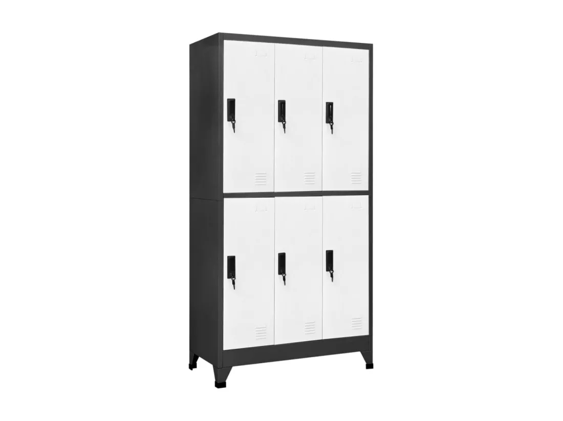 Armoire à casiers Anthracite et blanc 90x45x180 cm Acier