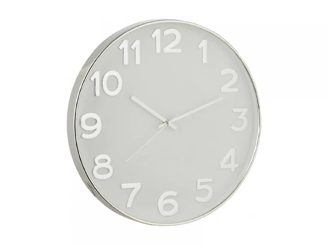 Horloge chiffres arabes plastique argent