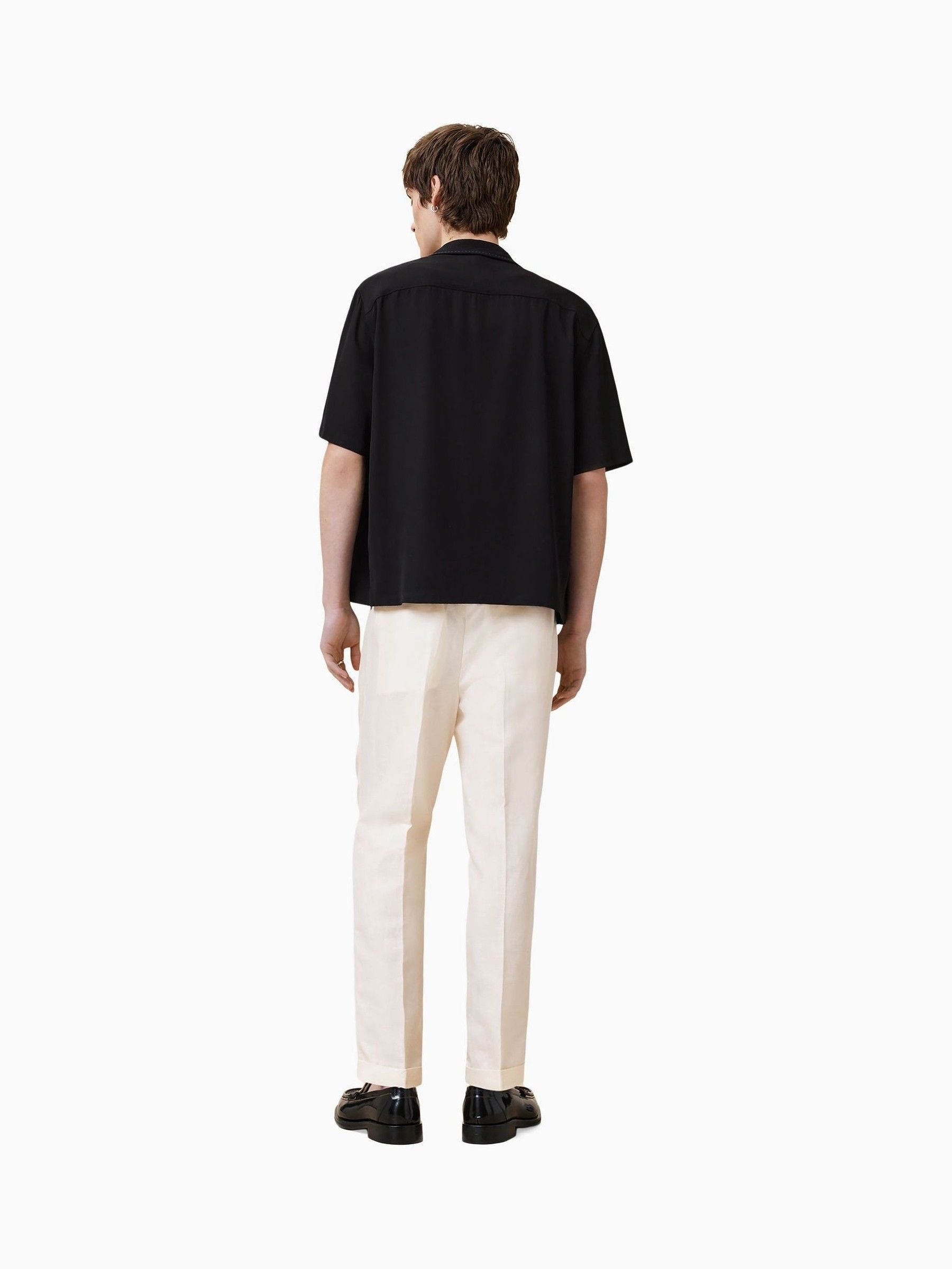 AllSaints Slim Cross Tallis Linen Blend Trousers