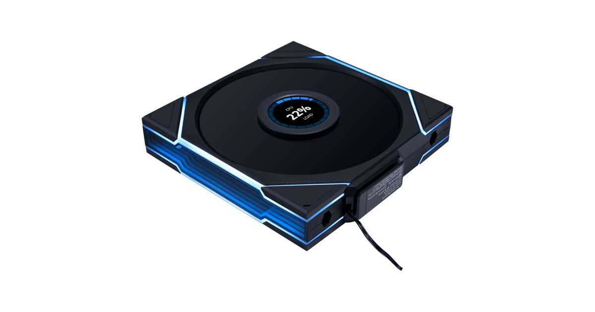 Lian LiUNI FAN TL 140 LCD Wireless Reverse Blade RGB case fan  (Zwart, 140 x 140 x 28 mm, PWM, 1x 9-pin USB)
