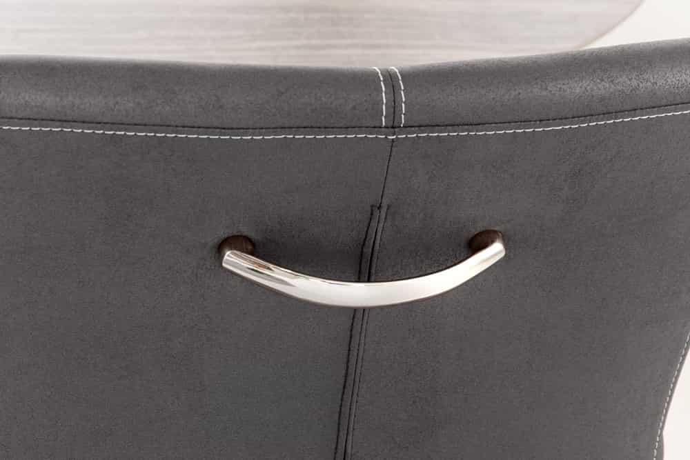 Freischwinger Stuhl SAMSON vintage grau mit Armlehne und Edelstahlrahmen