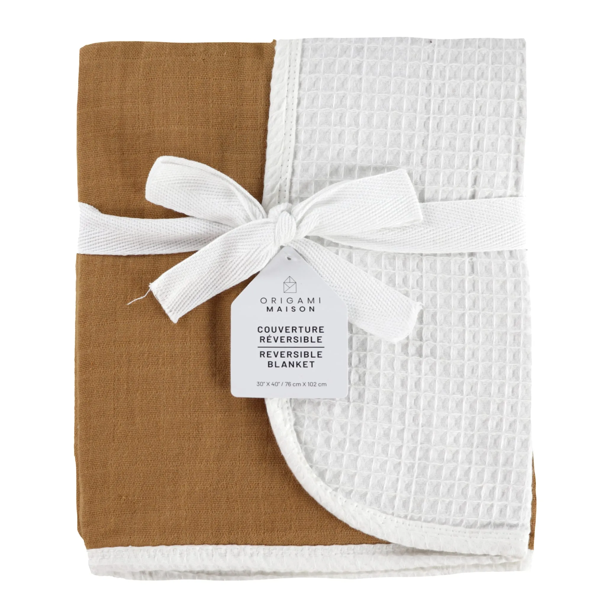 Origami Maison Couverture Mousseline Gaufré - Uni Brun