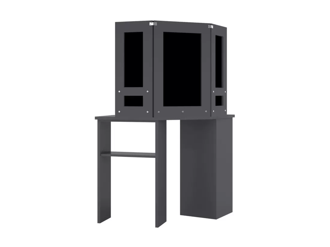 Coiffeuse d'angle avec LED Gris 111x54x141,5