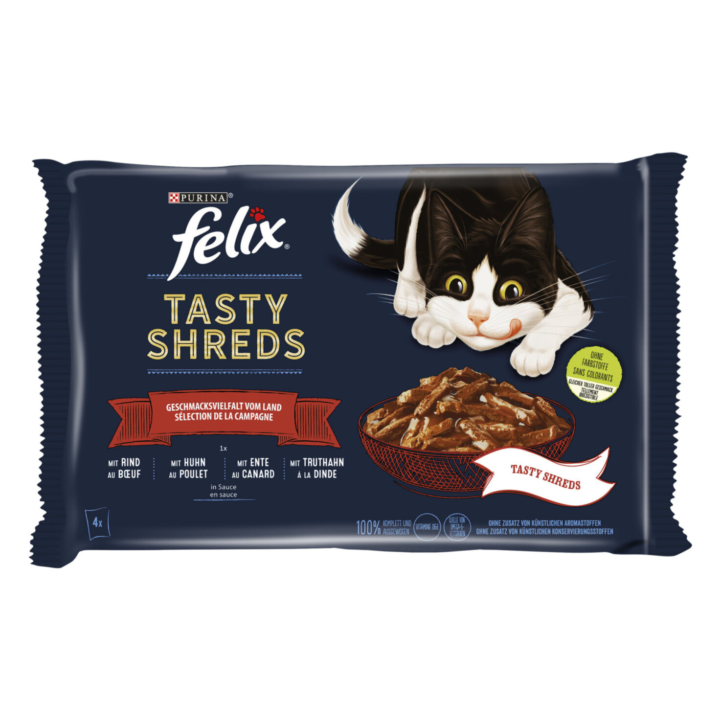 Felix Tasty Shreds Katzenfutter in Sauce Fleisch 4x80g