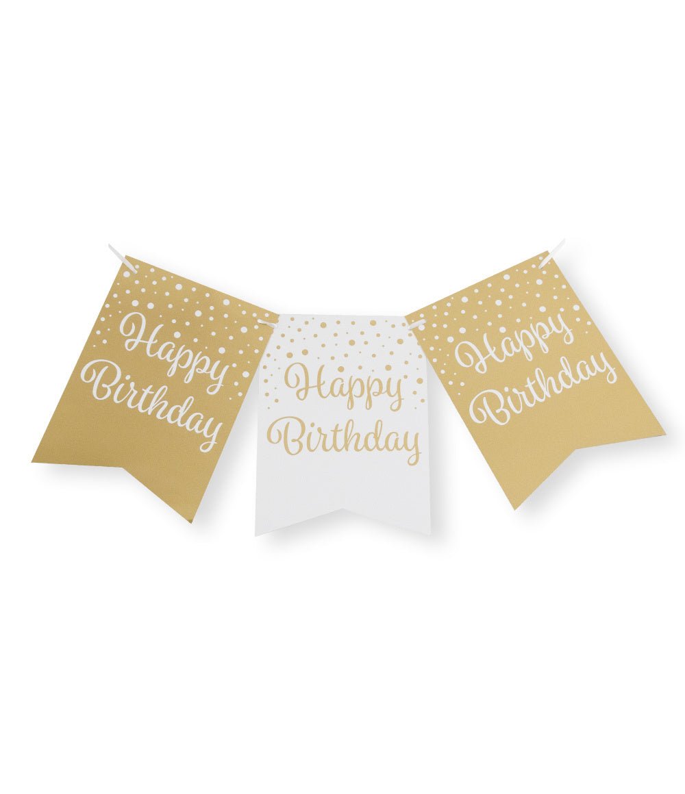 Banner Happy Birthday Goud Wit 6m