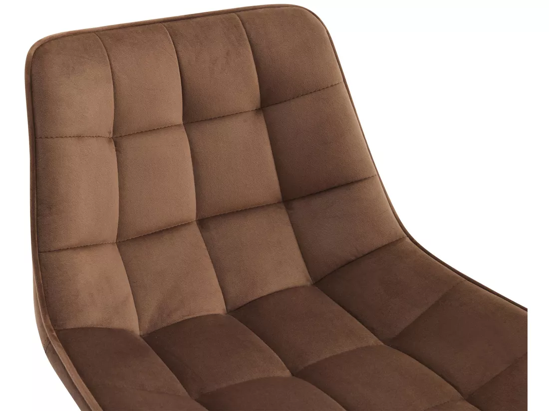 Lot de 2 Tabouret de bar - Velours & Métal noir mat - Marron - Dartford
