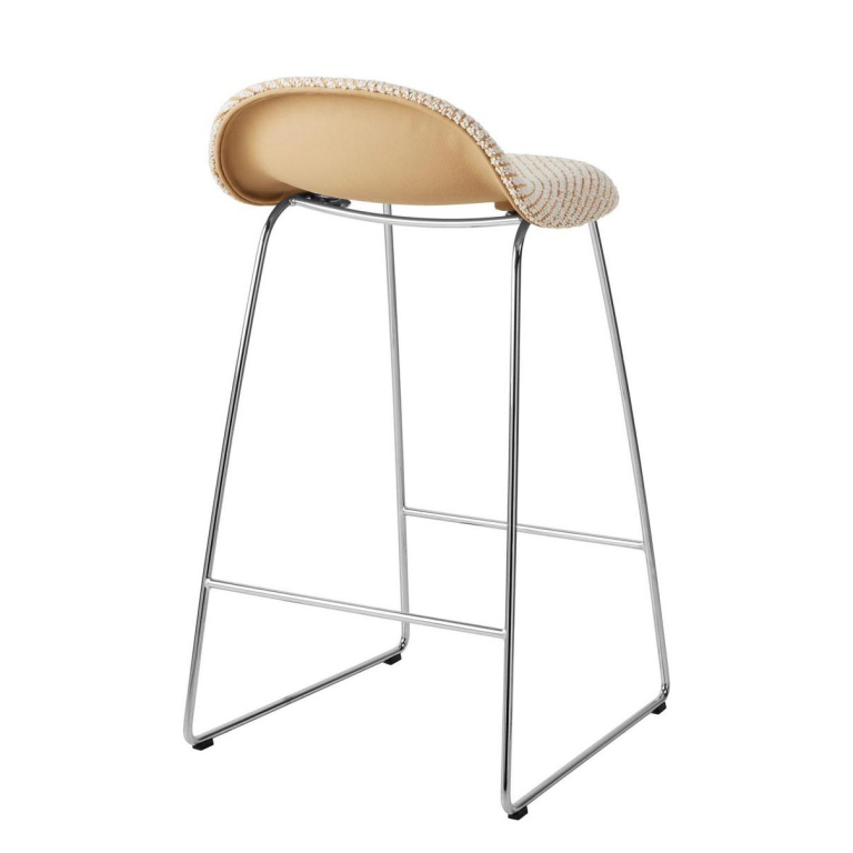Gubi GUBI 3D barkruk, RVS/Lupo Special Bouclé 009 gestreept
