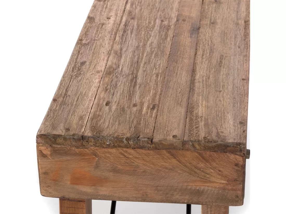 BANC Aldo Bois de recyclage massif, pieds pliables 01 natur-vintage