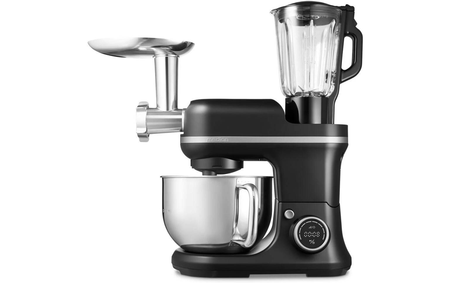 Küchenmaschine 3in1, Schwarz<br>Leistungsstarke Küchenmaschine mit 8 Geschwindigkeitsstufen und umfangreichem Zubehör
