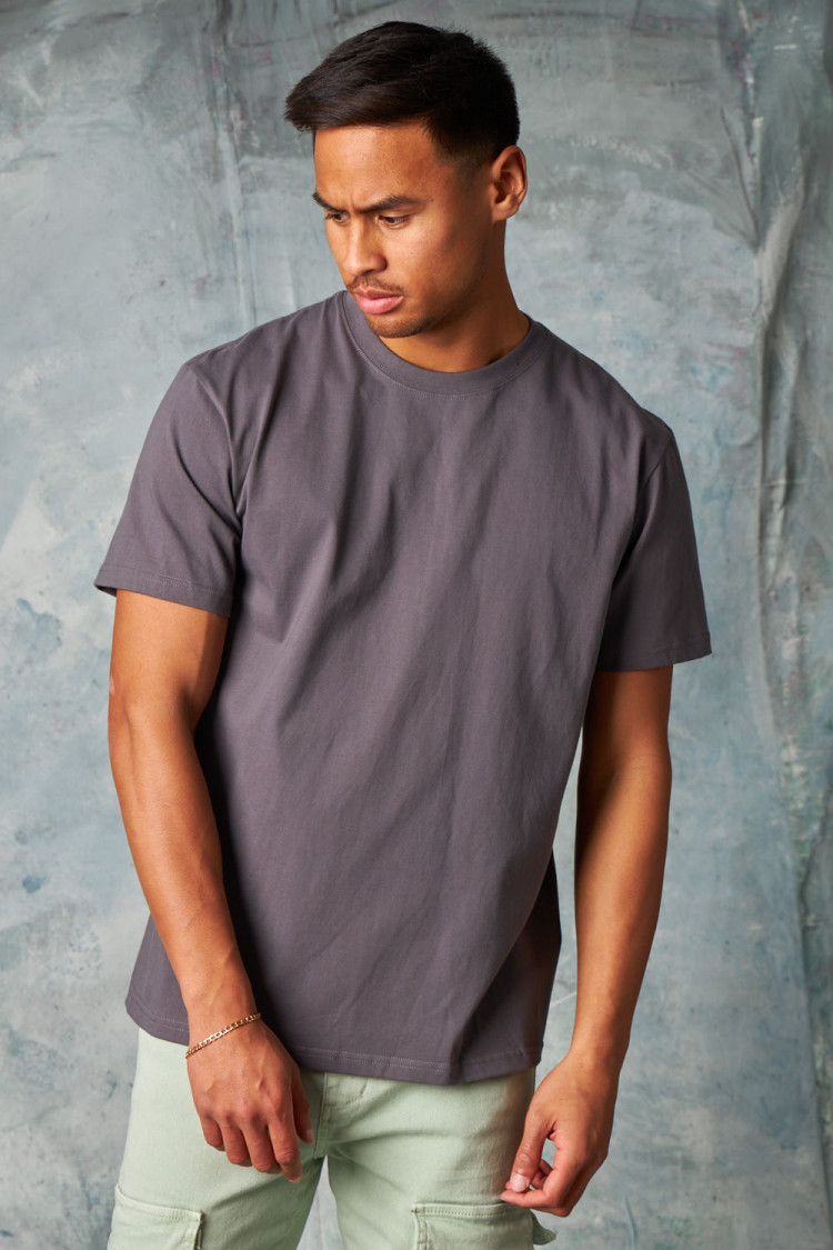 T-shirt basique manches courtes gris anthracite