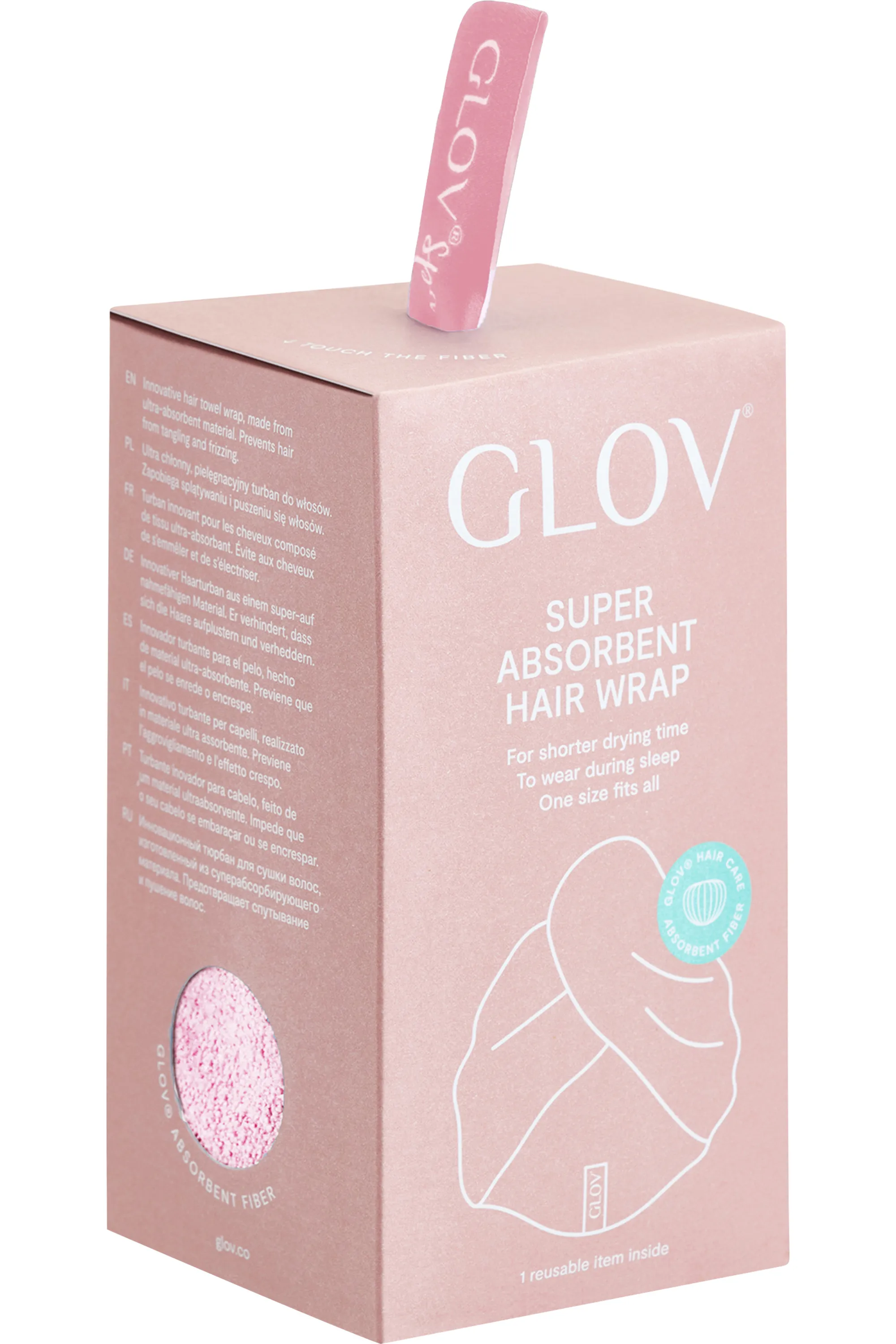 GLOV Serviette pour cheveux rose-113 g