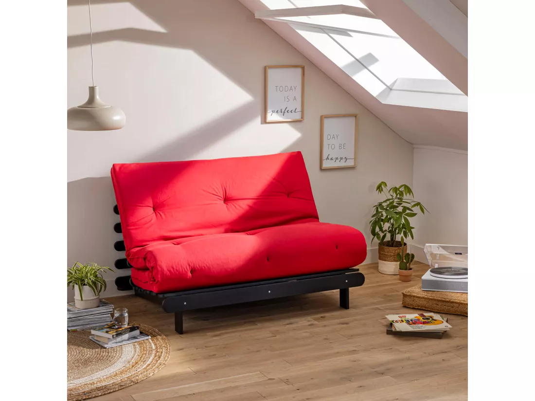 Matelas futon rouge coeur en latex 160x200