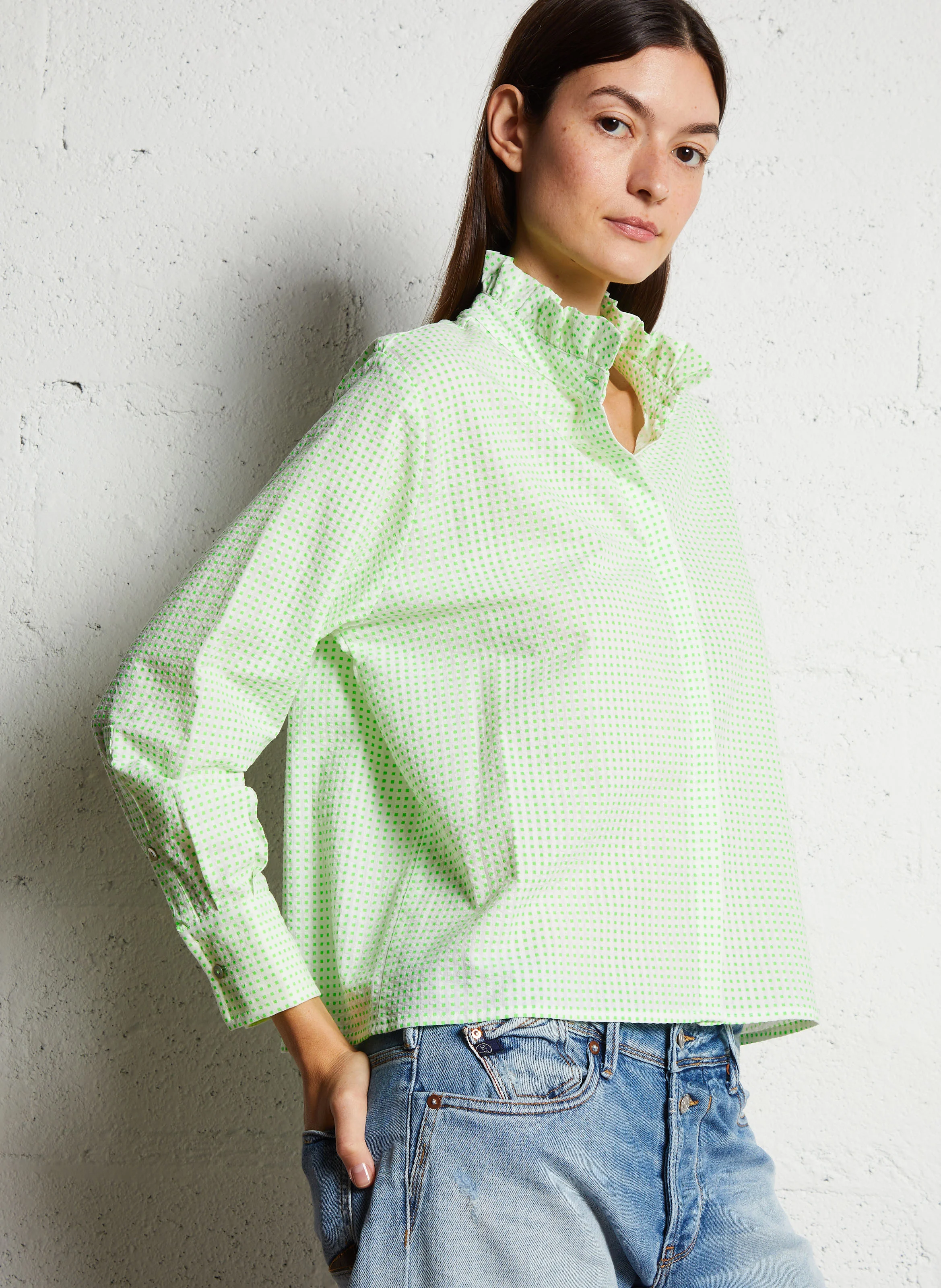 PEPSI - Chemise droite à carreaux en coton| Multicolore