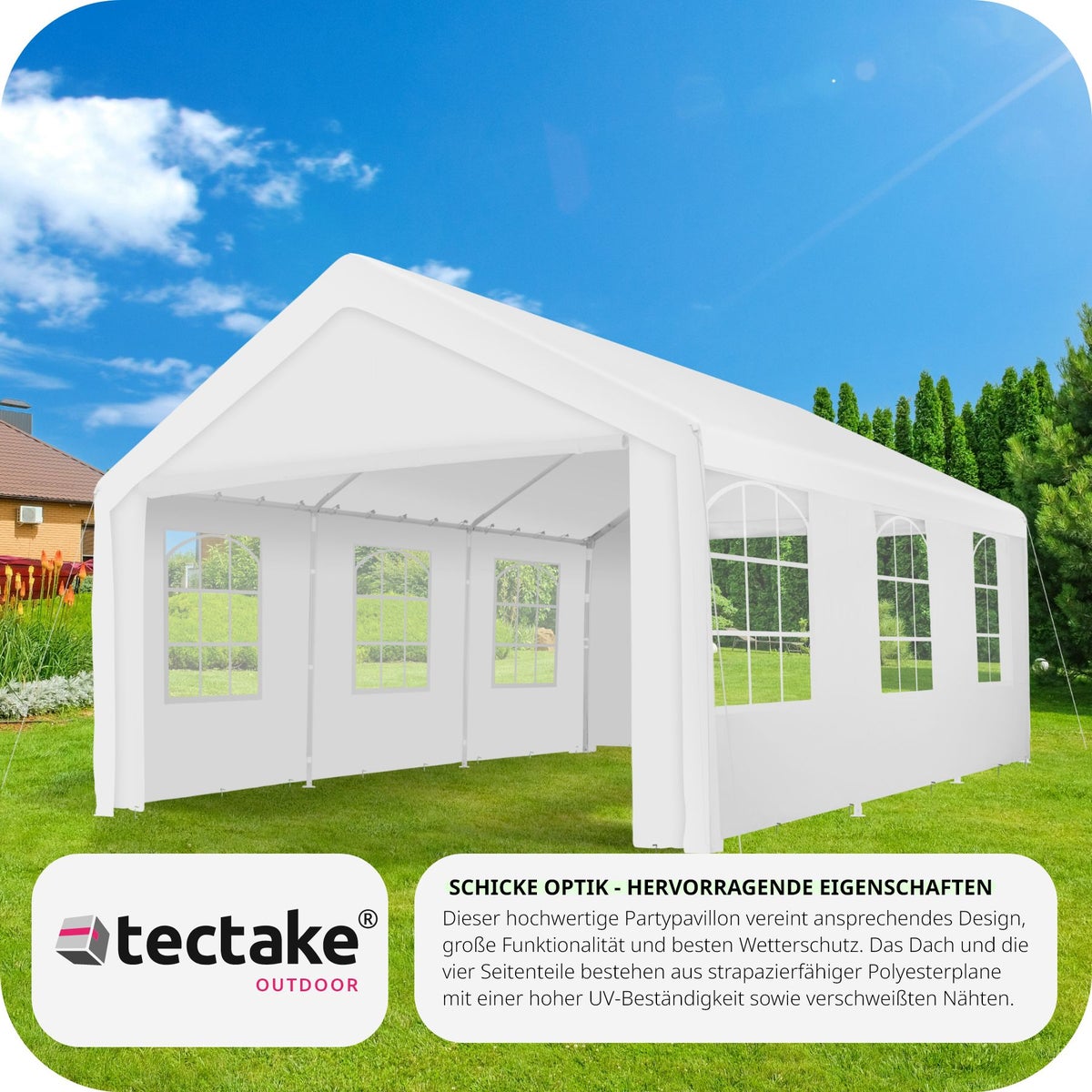 tectake Jasko paviljoen 6 x 4 m inclusief scheerlijnen en haringen