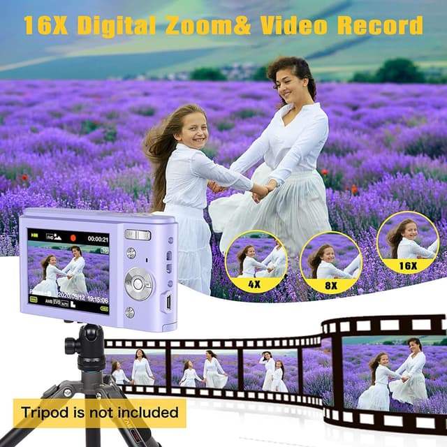 Digitalkamera 1080P / 48 megapixel / 16x zoom Lilla