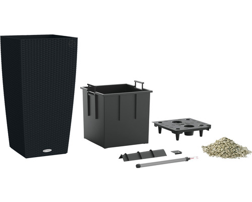 Lechuza Cubico Cottage 40 conische zwarte plantenbak inclusief zelfbewateringssysteem