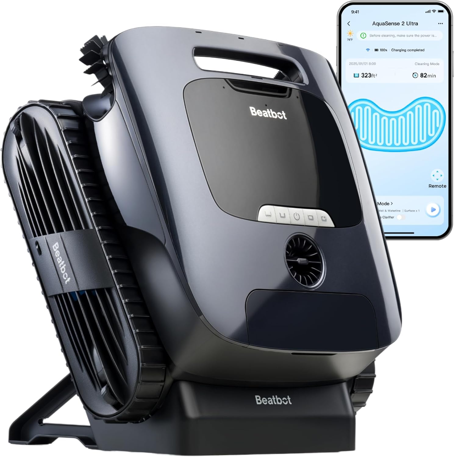 Beatbot AquaSense 2 Ultra Poolroboter, KI Mapping, 5in1 Komplettreinigung, KI-Schmutzerkennung, Mehrstufen-Plattformreinigung, Kabelloser Poolsauger Für Pools bis zu 300m²–Mitternachtblau