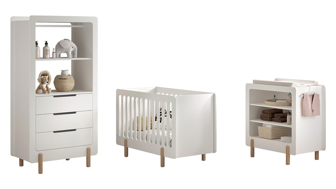 Babyledikant Smile met verzorgingstafel wit