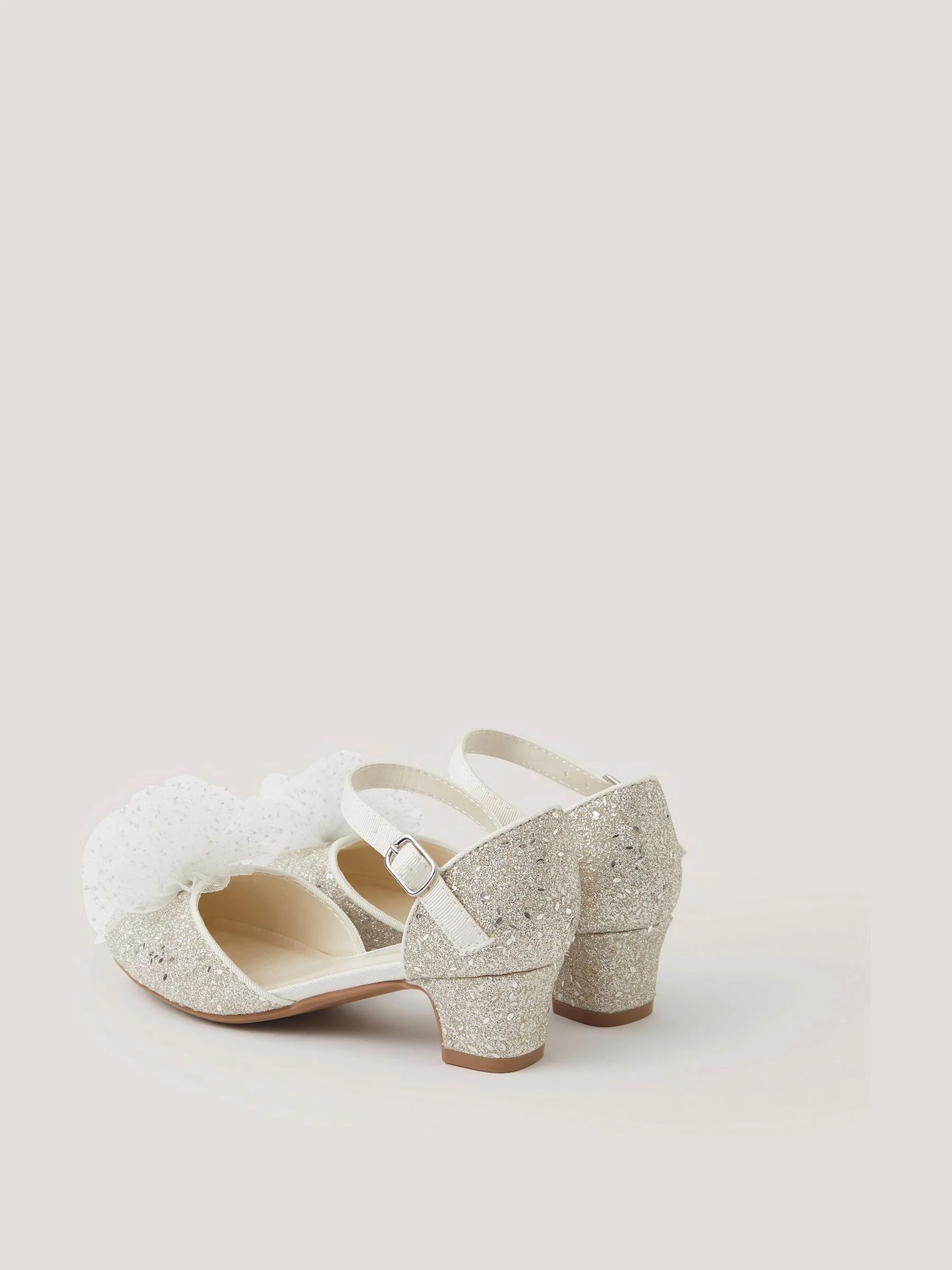 Monsoon Tulle Pom Glitter Closed Toe Heels Shoes