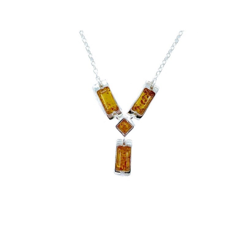 Collier argent 925 Ambre veritable de la mer Baltique