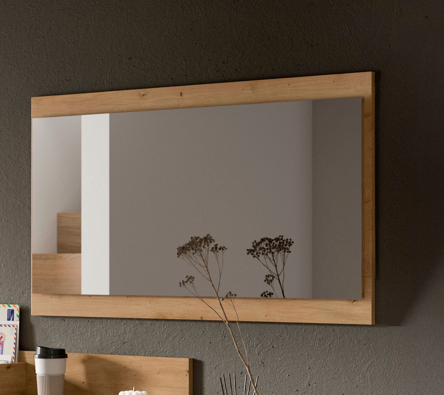 INOSIGN Wandspiegel »EVRID, Breite 110 cm, Rahmenoptik, farblich abgesetze Trägerplatte« Spiegel, Garderobenspiegel, Flurspiegel, Dielenspiegel, Spiegelpaneel
