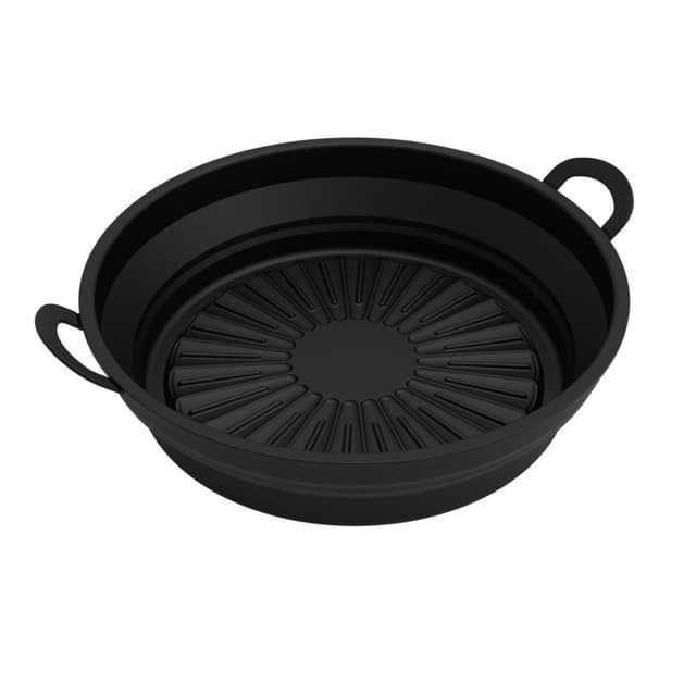 Sammenklappelig rund silikoneskål til Air Fryer Sort