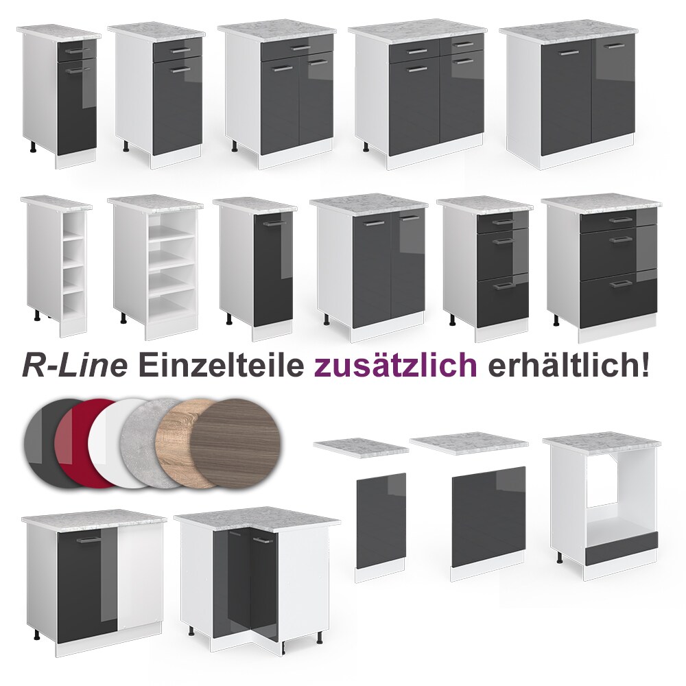 Vicco Eckküche Küchenblock Einbauküche Rick Weiß Anthrazit Hochglanz 270 cm modern Küchen Schränke Spülenunterschrank Eck-Unterschrank Eck-Hängeschrank Arbeitsplatte Küchenmöbel Küchenzeile L-Küche