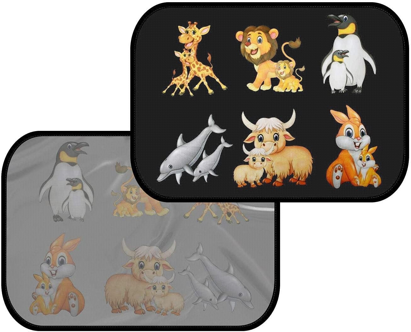 (2er Set) 44x36cm Statische Pop-Up Auto Sonnenblende Kinder Seitenscheibe mit UV-Schutz - Wildtiere