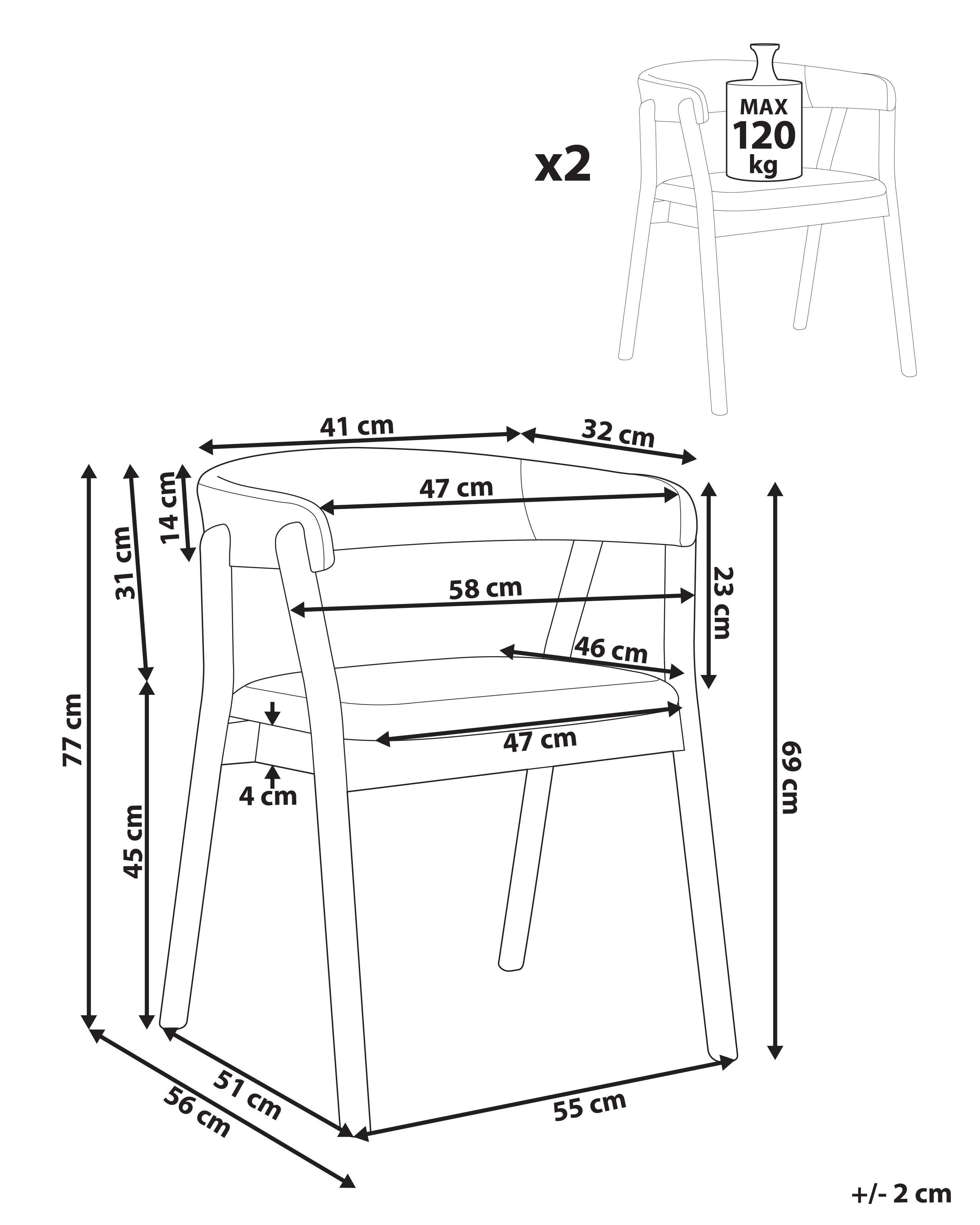 Set van 2 eetkamerstoelen MYLO Stof Donkerbruin/groen