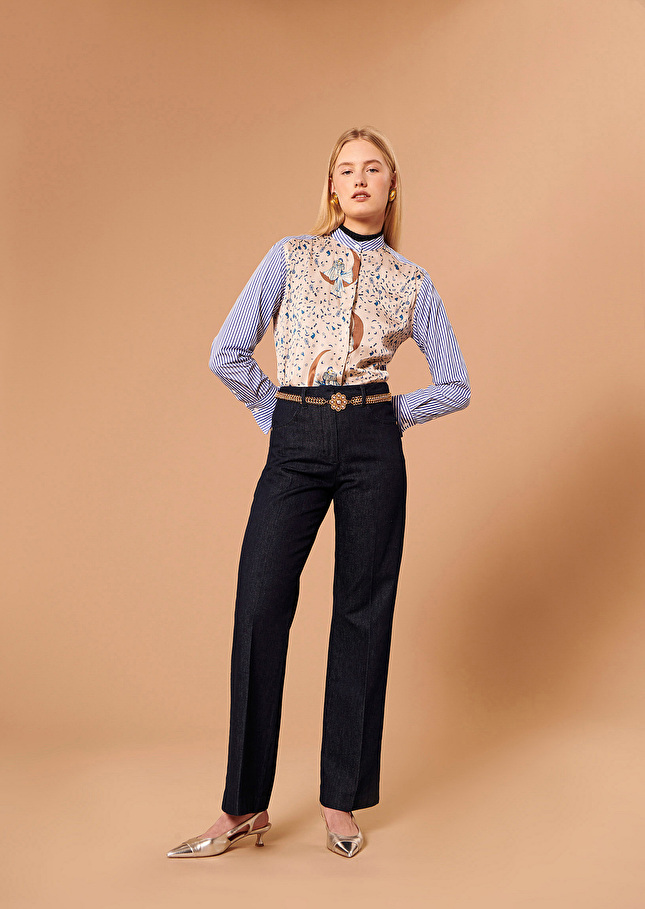 Chemise Corirayée bleu en popeline